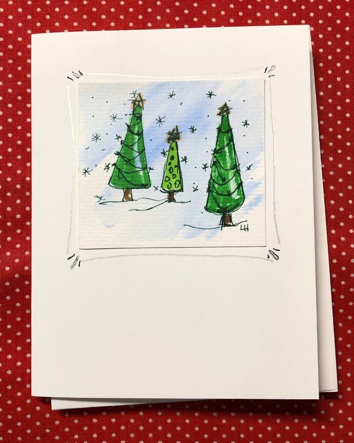 Watercolor and Mixed Media Christmas Tree Cards image 2