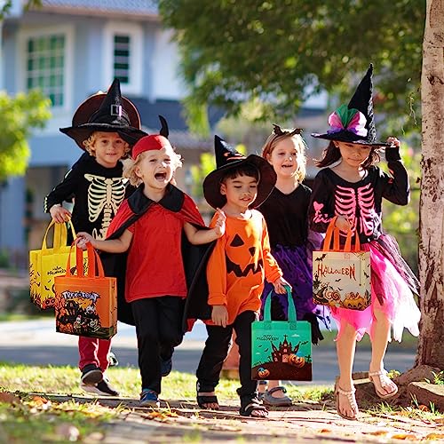 8 Pack Halloween Bags Trick or Treat Bags, Reusable Non-Woven Halloween Tote Bags with Handles - Ideal Gift Bags for Halloween, Halloween Supplies, Trick or Treat Halloween Party Favor Bags