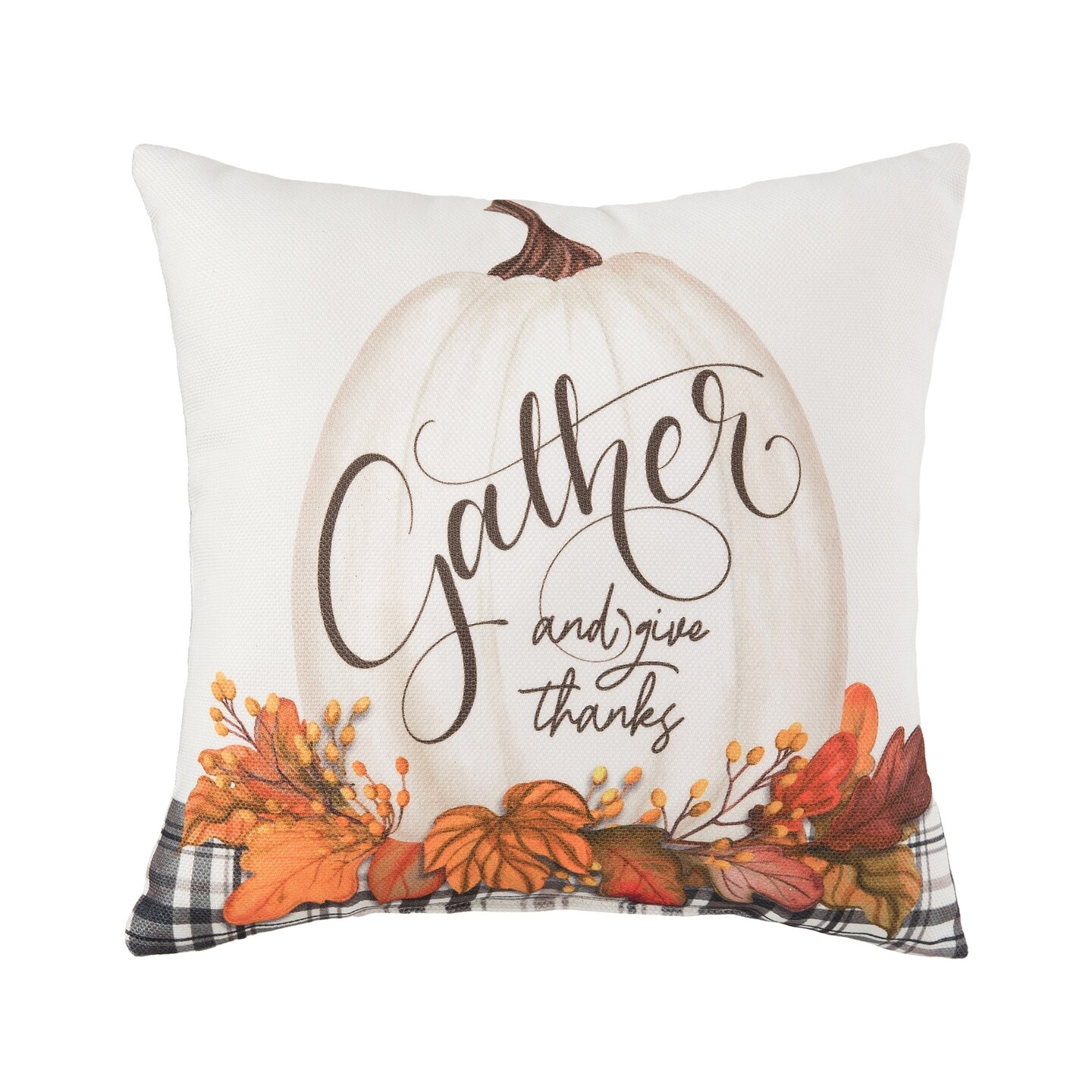 Gather And Give Thanks 10&#x22; x 10&#x22; Printed Throw Pillow