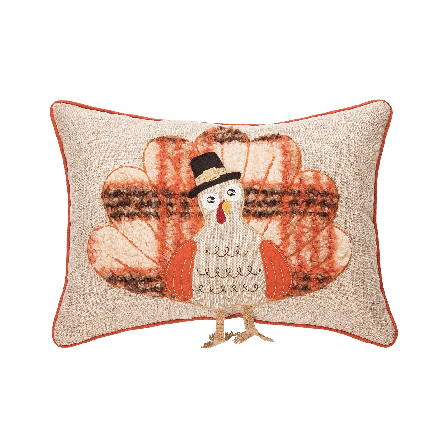 13&#x22; x 18&#x22; Harvest Time Turkey Embellished Thanksgiving  Throw Pillow