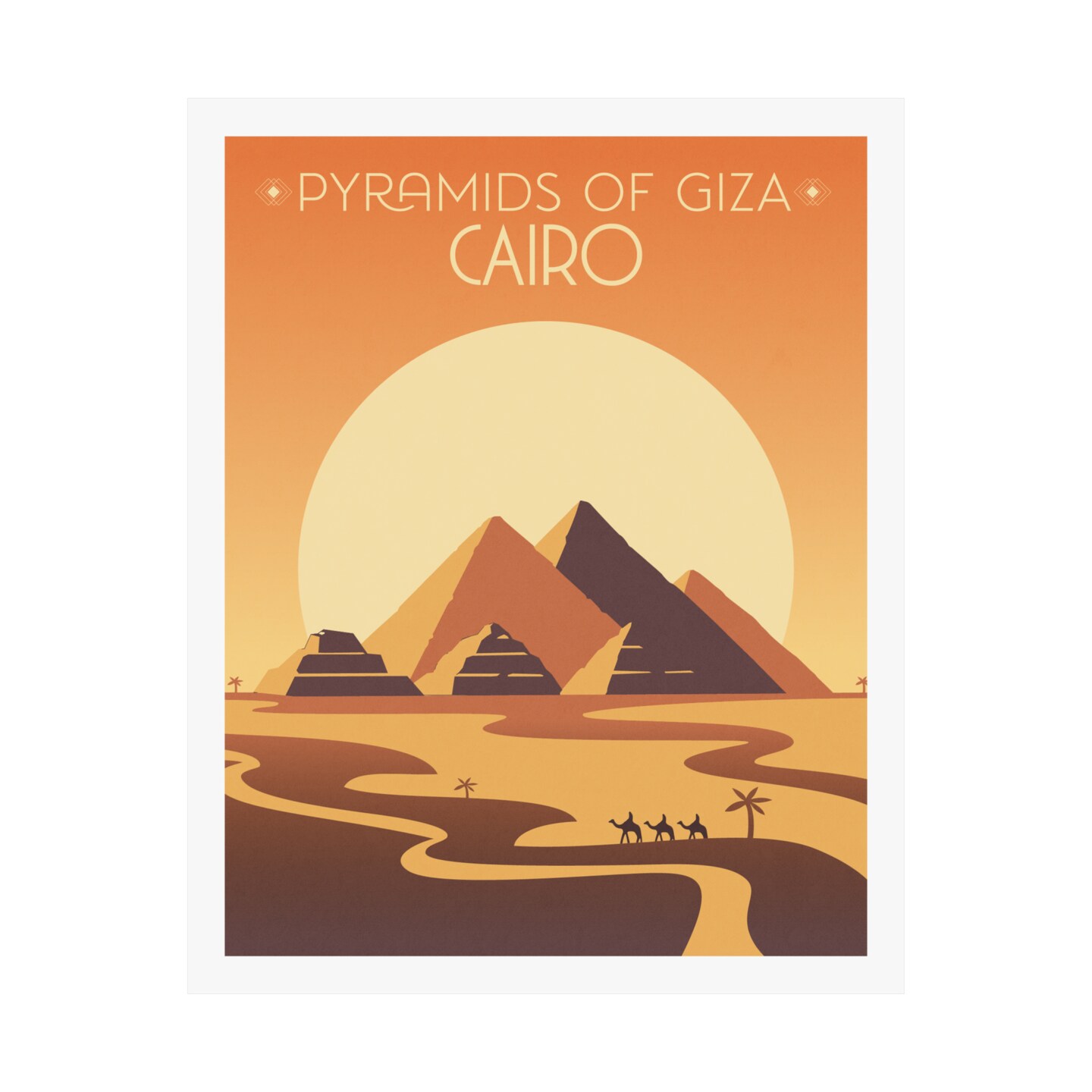 Pyramids of Giza Poster | Minimalist Cairo Wall Art | Travel-Inspired ...