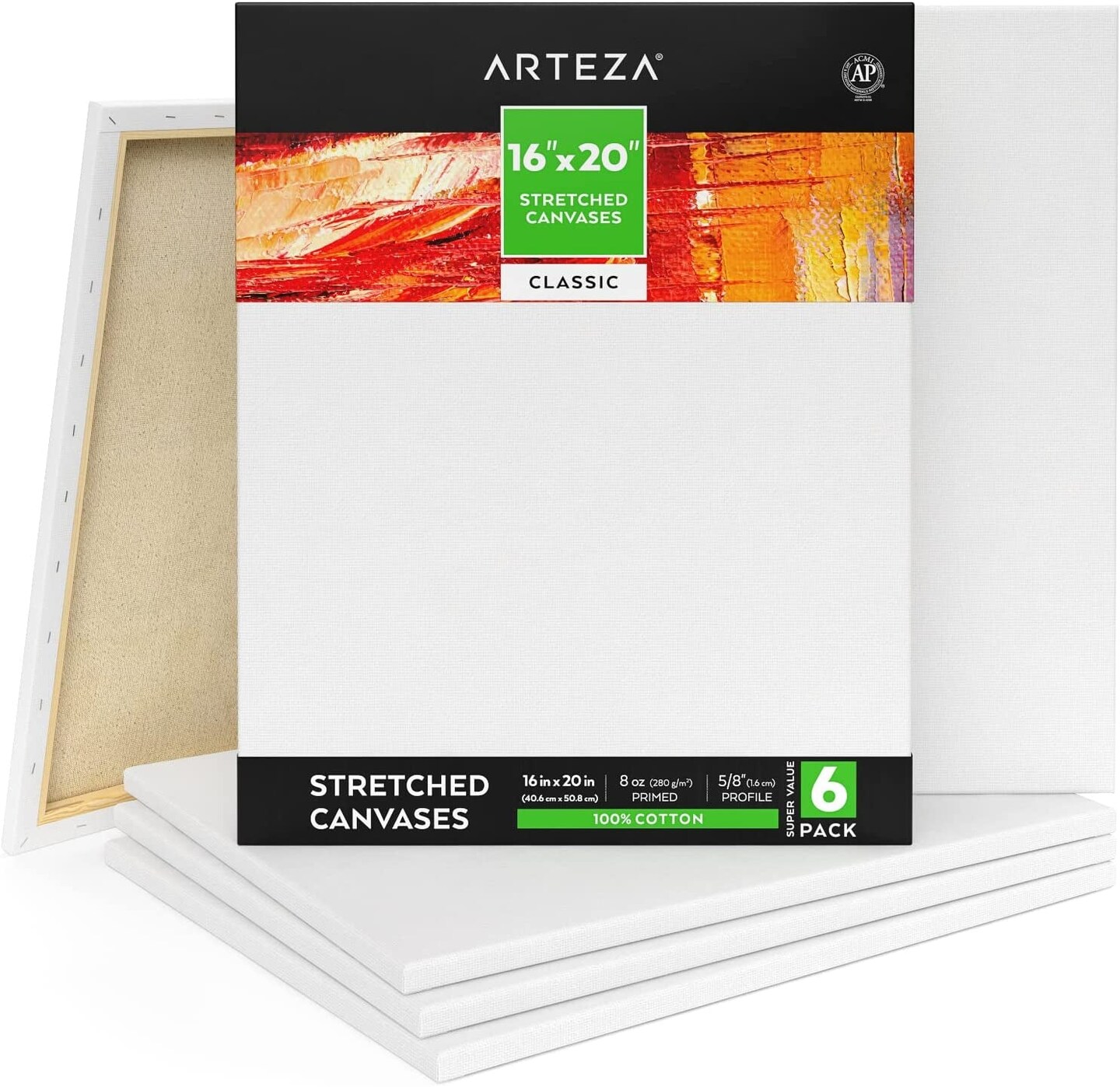  Premiere by Nicole 8 Pack Stretched Canvas for  Painting,9x12, Bulk Value Pack Plain White Rectangular Canvases,Triple  Acrylic Gesso Primed