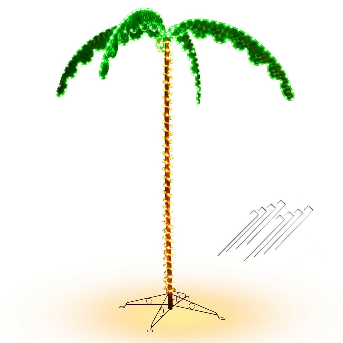 7 Feet LED Pre-lit Artificial Palm Tree Decor with Light Rope Perfect for Indoor-Outdoor Use