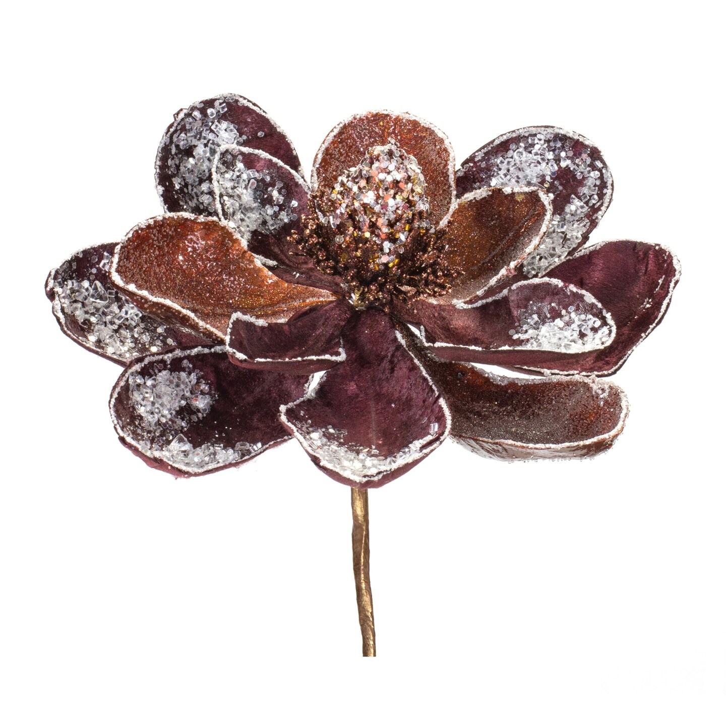 Melrose 2 Piece Set Glittered Magnolia Artificial Christmas Stems 19&#x22;
