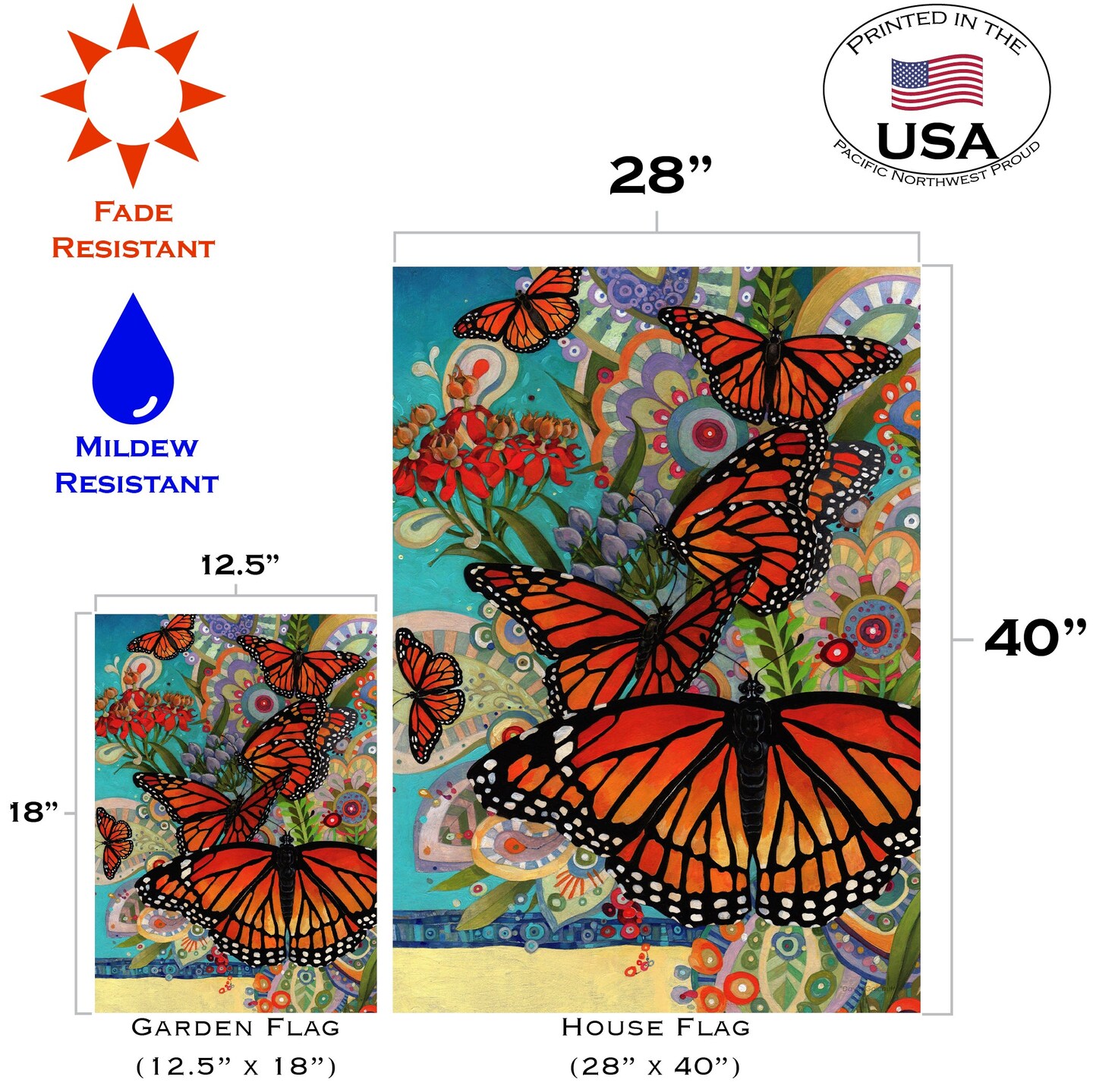 Monarch Madness Decorative Butterfly Flag