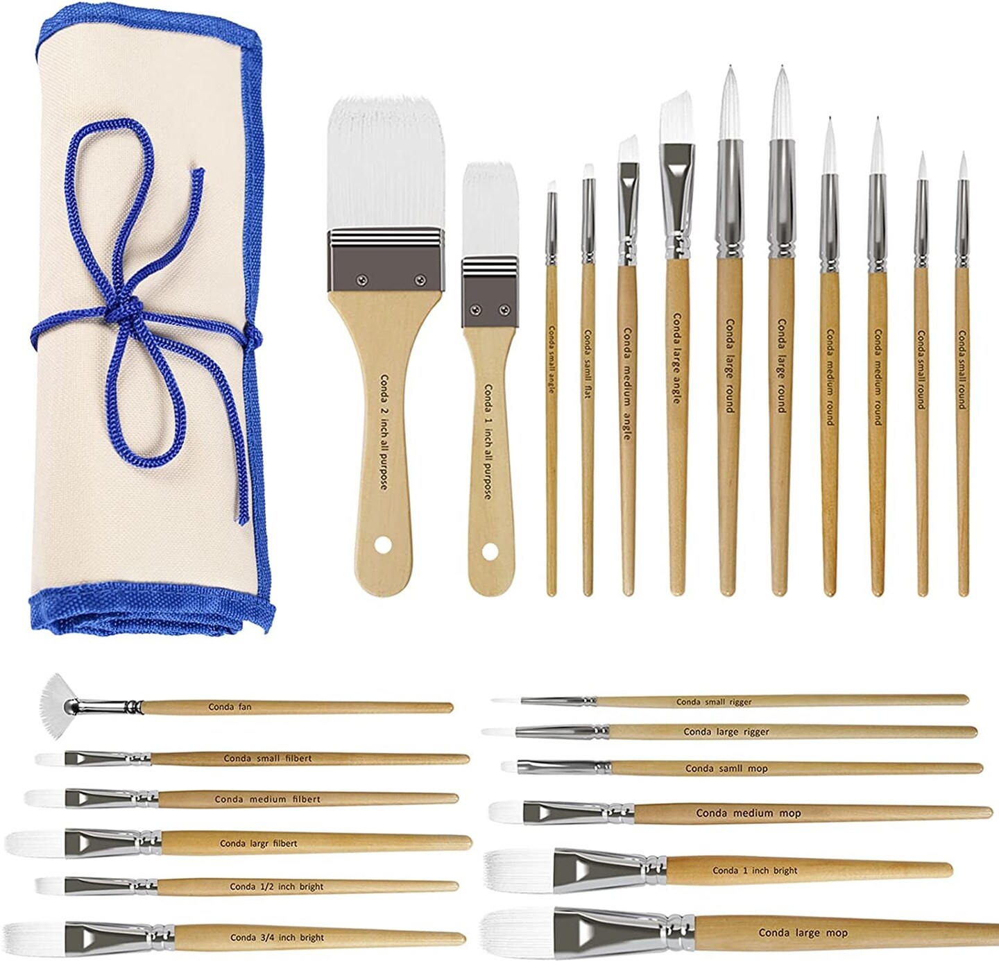 24 Pcs Professional Paint Brush Set, Acrylic Paint Brushes With
