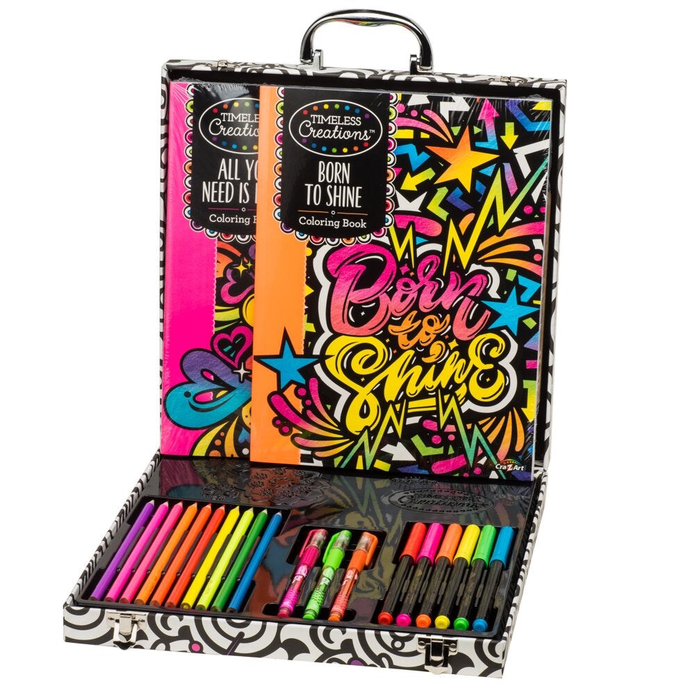 Cra-Z-Art Timeless Creations Neon Multicolor Art Drawing Set, Beginner to  Expert, Child to Adult