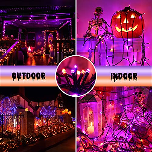 82FT 200 LED Halloween Lights Outdoor,  Halloween String Lights with Spooky Music Waterproof, Plug in Motion Sensor Orange &#x26; Purple String Light for Yard Bedroom Home Party Tree Halloween Decor