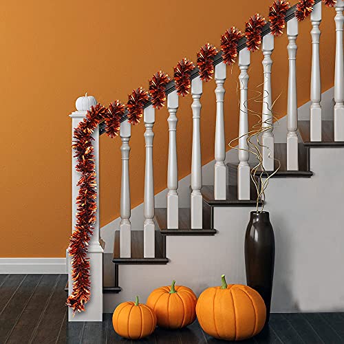 DIYDEC 5pcs 33ft Halloween Tinsel Garlands,Black and Orange Glittering Hanging Metallic Garland for Halloween Party Decoration&#x2026;