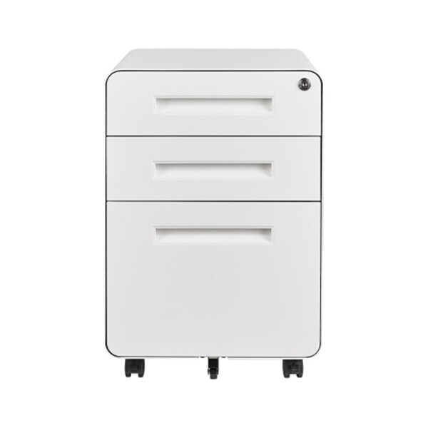Mobile File Cabinet with Lock and Key | 3 Drawer Metal Storage Filing with Anti tilt Wheels for Home &#x26; Office