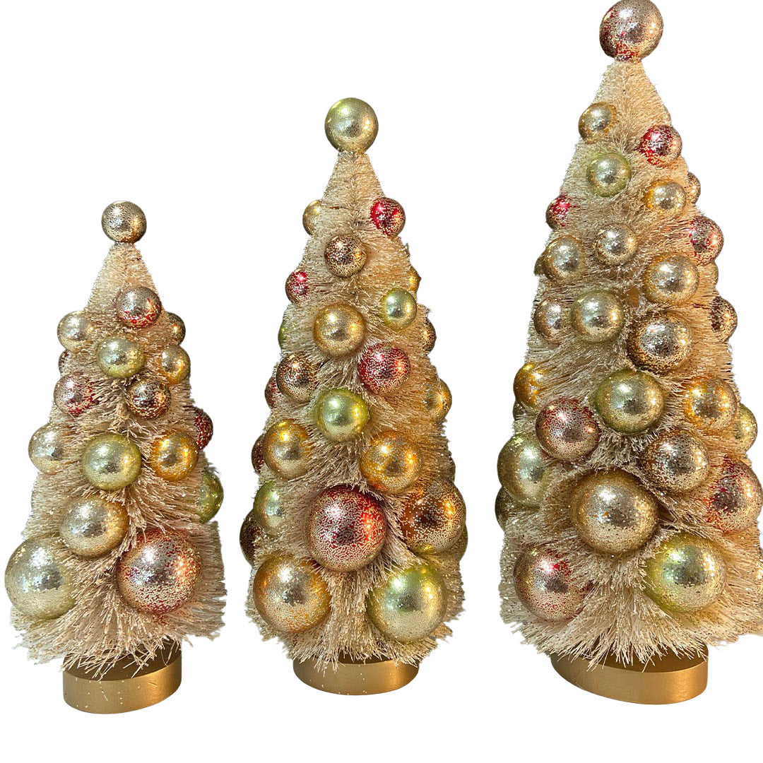 Fall Polka Dot Bottle Brush Trees - Set of 3