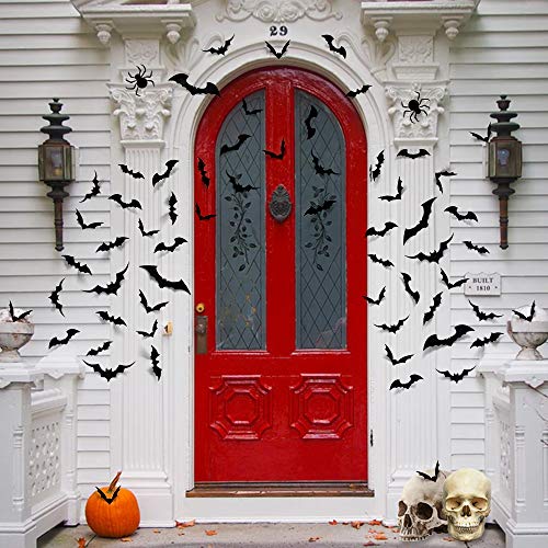 100 Pieces Bats Halloween Decoration: Halloween Bats Wall D&#xE9;cor Bats Stickers Wall Decals PVC 3D Wall Bats Scary Stickers Halloween Party Decorations Indoor Outdoor DIY Home Window Door D&#xE9;cor
