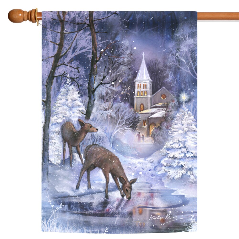 Frozen Fawns Decorative Winter Flag