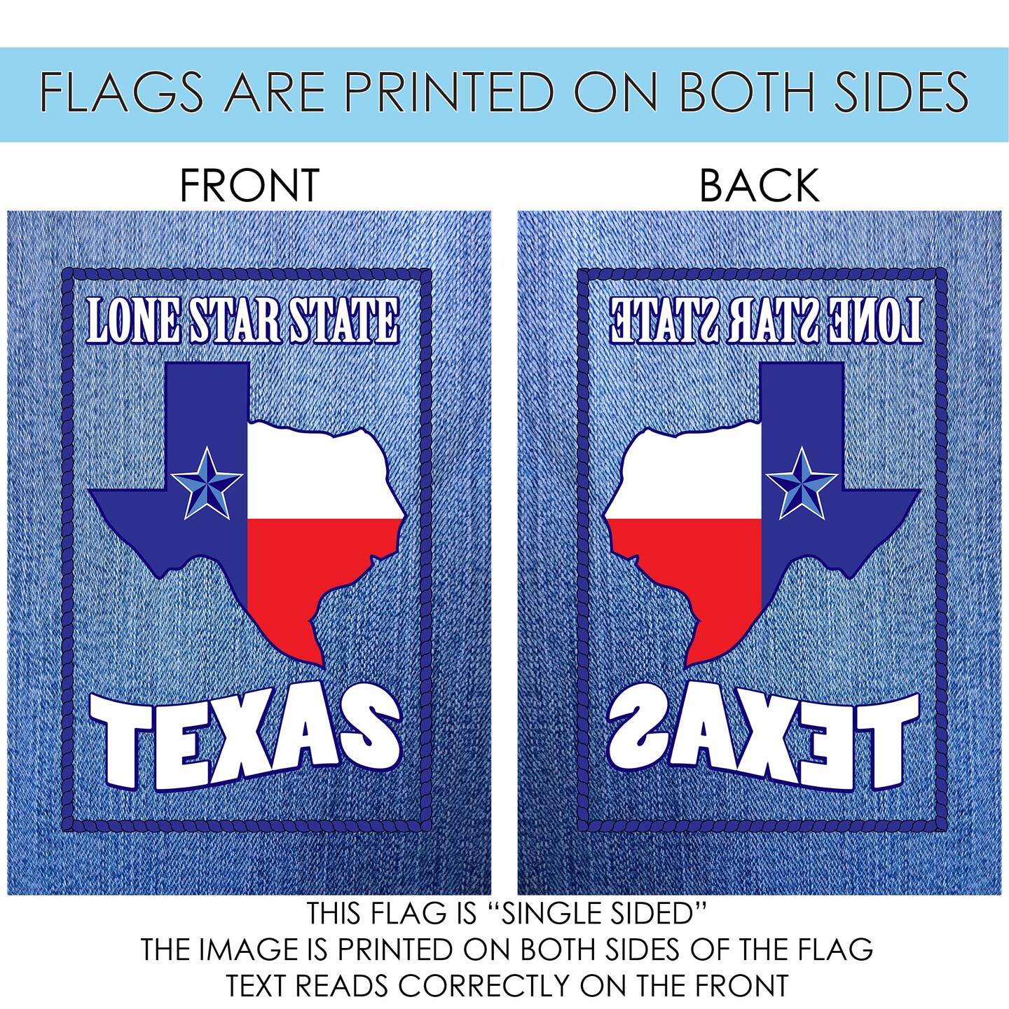 Lone Star Denim Decorative Texas Flag
