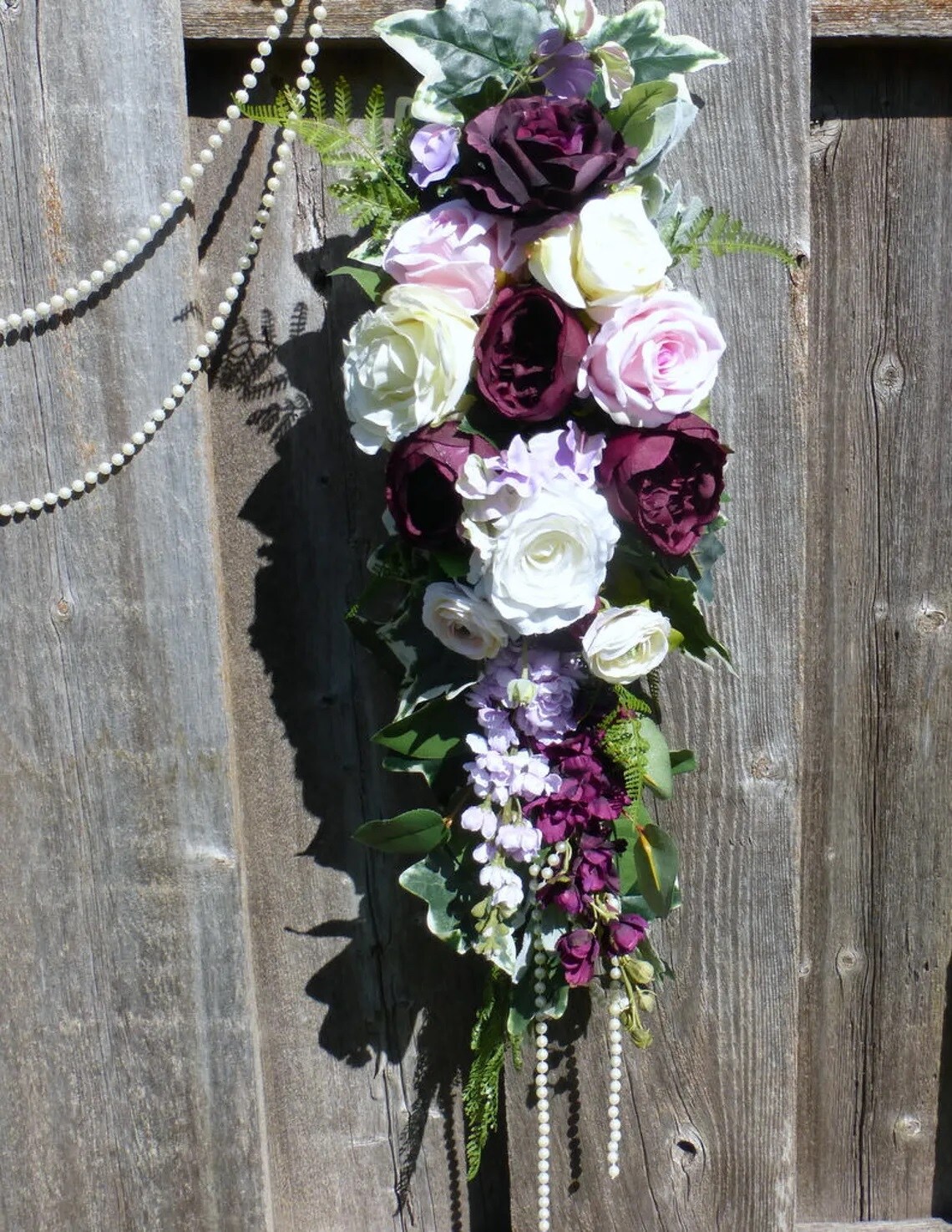 Wedding popular Arch Swags, cream and purple