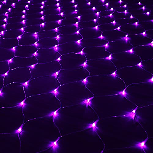 DAZZLE BRIGHT Halloween 360 LED Net Lights, 12FT x 5 FT Connectable String Lights with 8 Lighting Modes, Halloween Decorations for Party Carnival Supplies, Indoor Outdoor Yard Garden Decor (Purple)