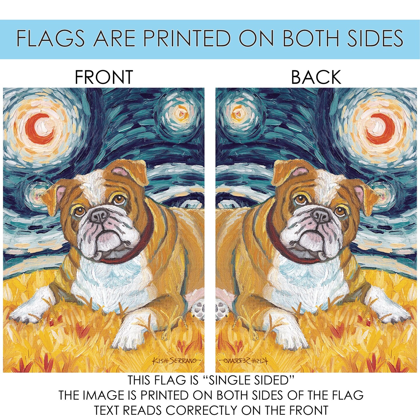 Van Growl-Bulldog Decorative Dog Flag