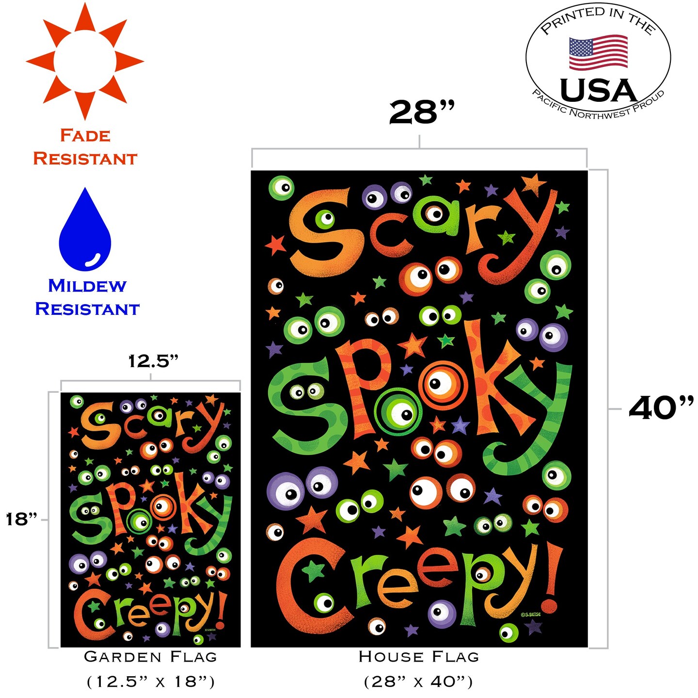 Scary Spooky Creepy Decorative Halloween Flag