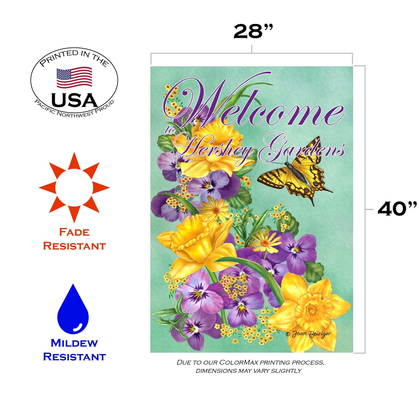 Frolic in the Flowers-Welcome to Hershey Decorative Flower Flag
