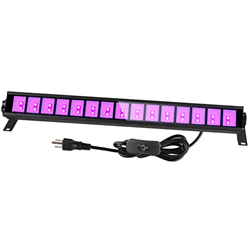 Upgraded 36W LED Black Light Bar, Premium LED Blacklight Flood Light with Plug+Switch+5ft Cord, Light Up 21x21ft Area, for Halloween Glow Fluorescent Party Bedroom Game Room Body Paint Stage Lighting