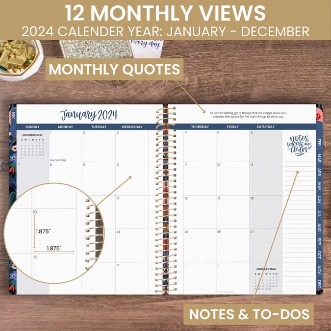 bloom daily planners 2024 Soft Cover Planner, 8.5" x 11", Poppy Meadow