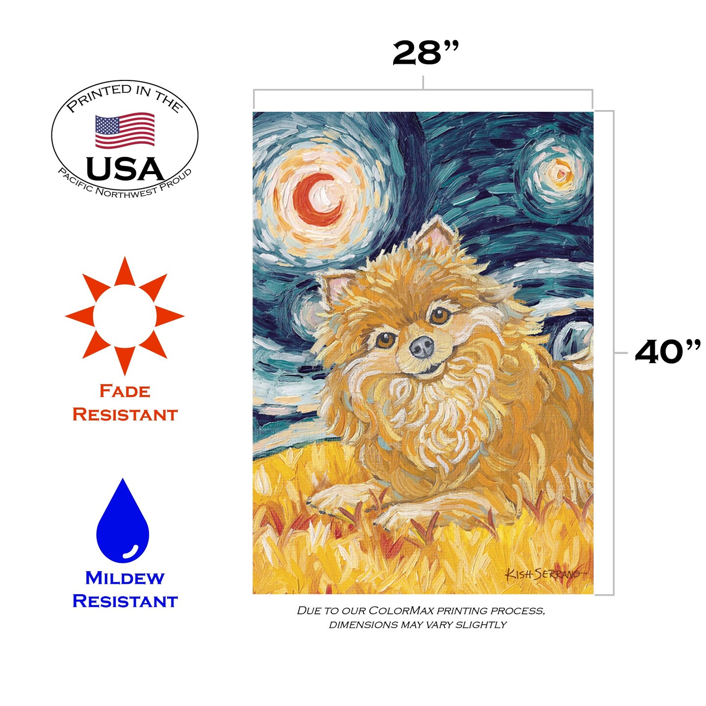 Van Growl-Pomeranian Decorative Dog Flag