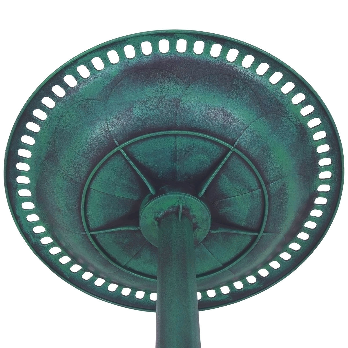 20"x28" Decorative Green Pedestal Bird Bath with Scroll Design Resin Outdoor Water Bowl