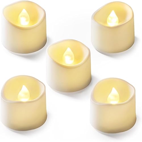 12Pcs Flickering Flameless Candle Battery Operated, 200+Hours Fake Electric LED Candles Tea Lights for Votive, Centerpiece Table Decorations