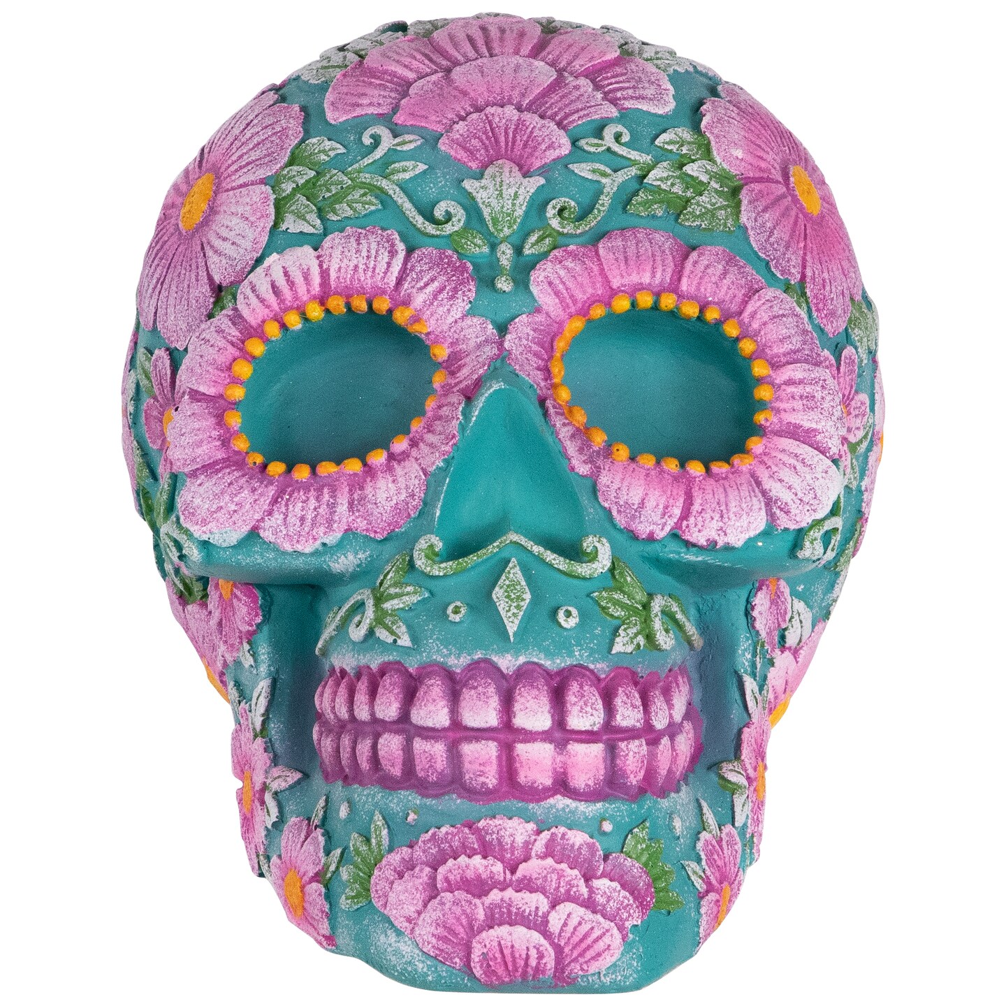 Northlight 7.75&#x22; Blue and Pink Day of the Dead Skull Coin Bank
