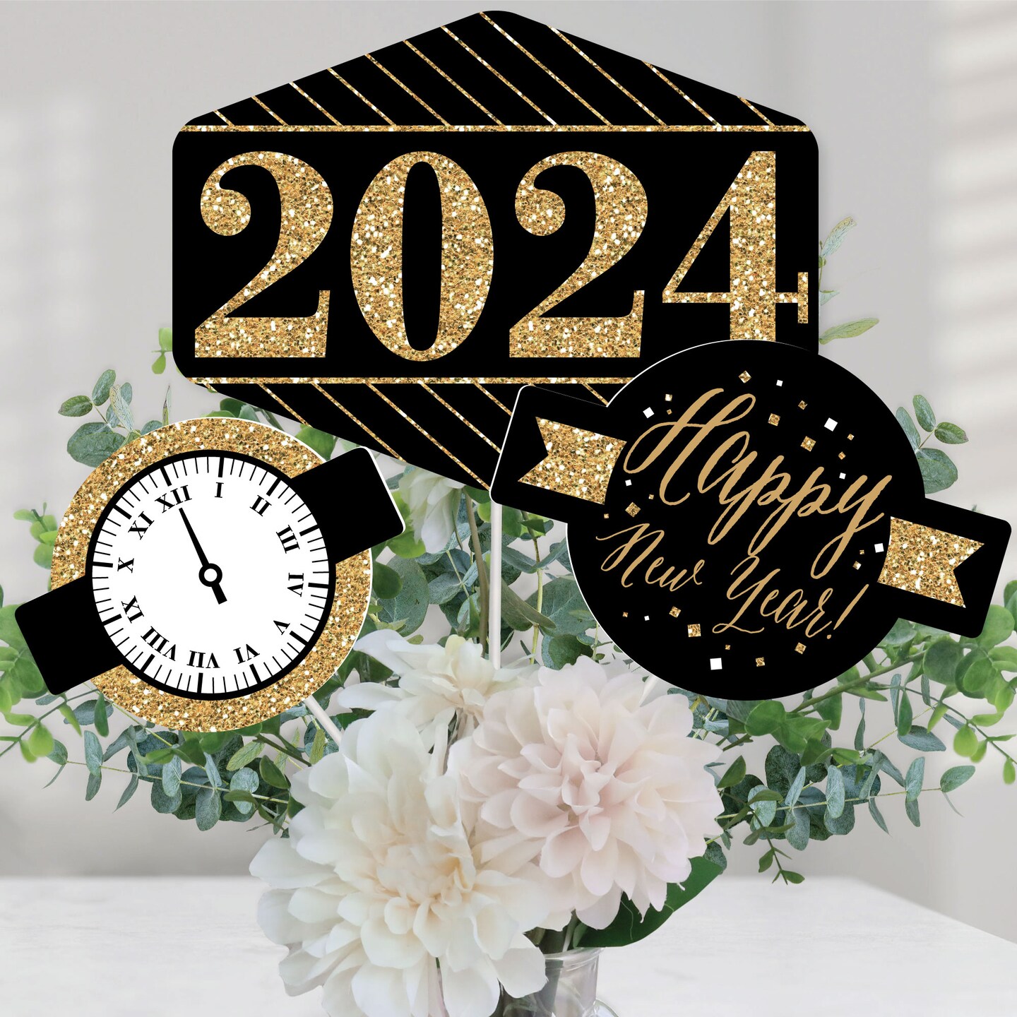 Big Dot Of Happiness Hello New Year - 2024 Nye Party Centerpiece Sticks -  Table Toppers - Set Of 15 : Target