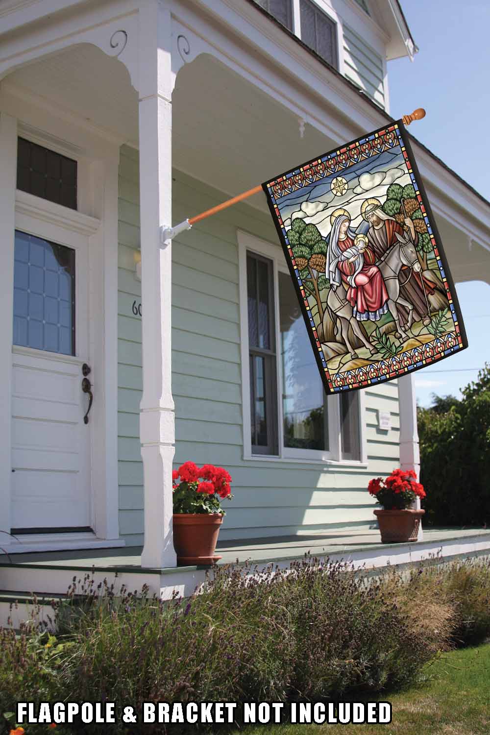 Stained Glass Nativity Decorative Christmas Flag
