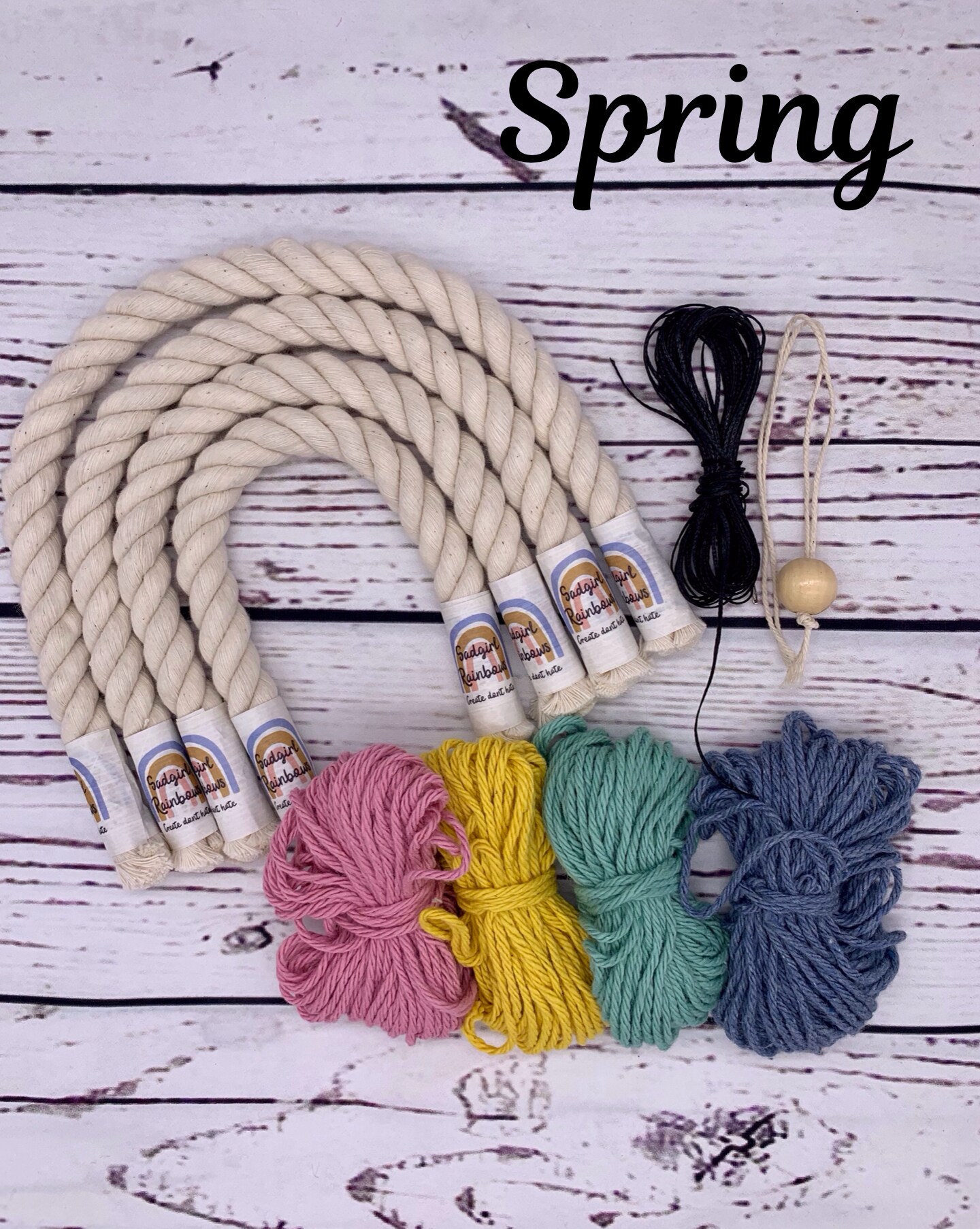 DIY Macrame Rainbow Craft Kit 4 Colors Rope Yarn Wall Hanging Kit