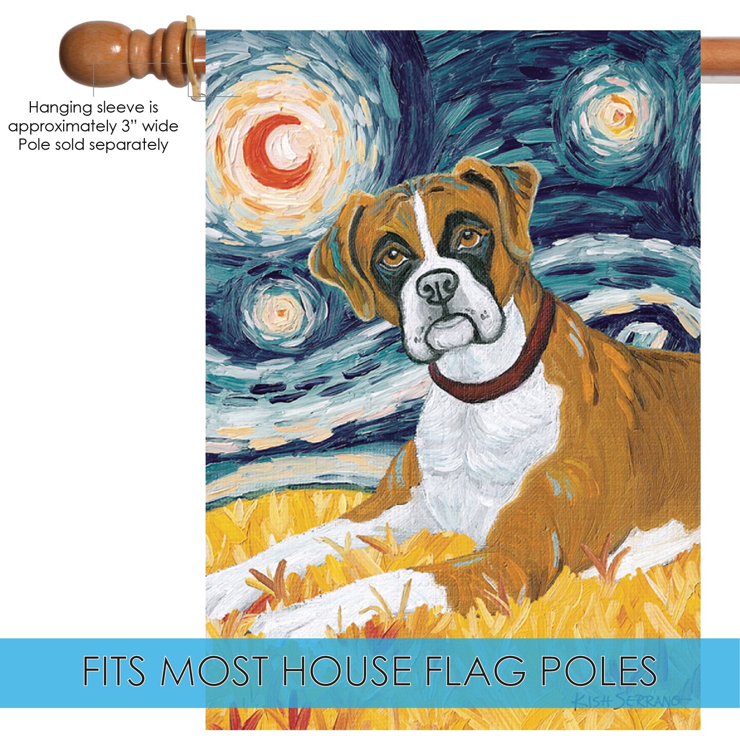 Van Growl-Boxer Decorative Dog Flag