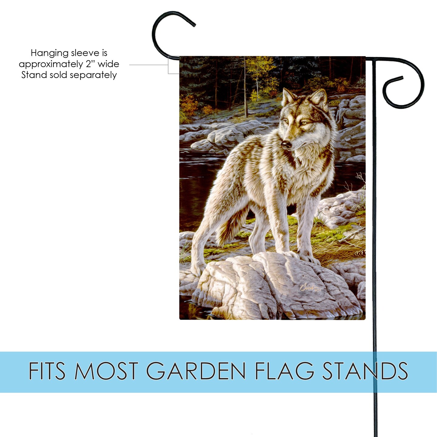 Courage Wolf Decorative Wold Flag