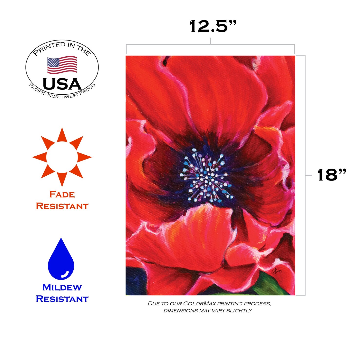 Painted Poppy Decorative Flower Flag