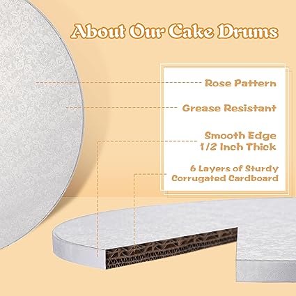 GoldenBakeryFamily 10 Inch Cake Drums with Banner Cake Topper-Cake Board Round White(3-Pack)