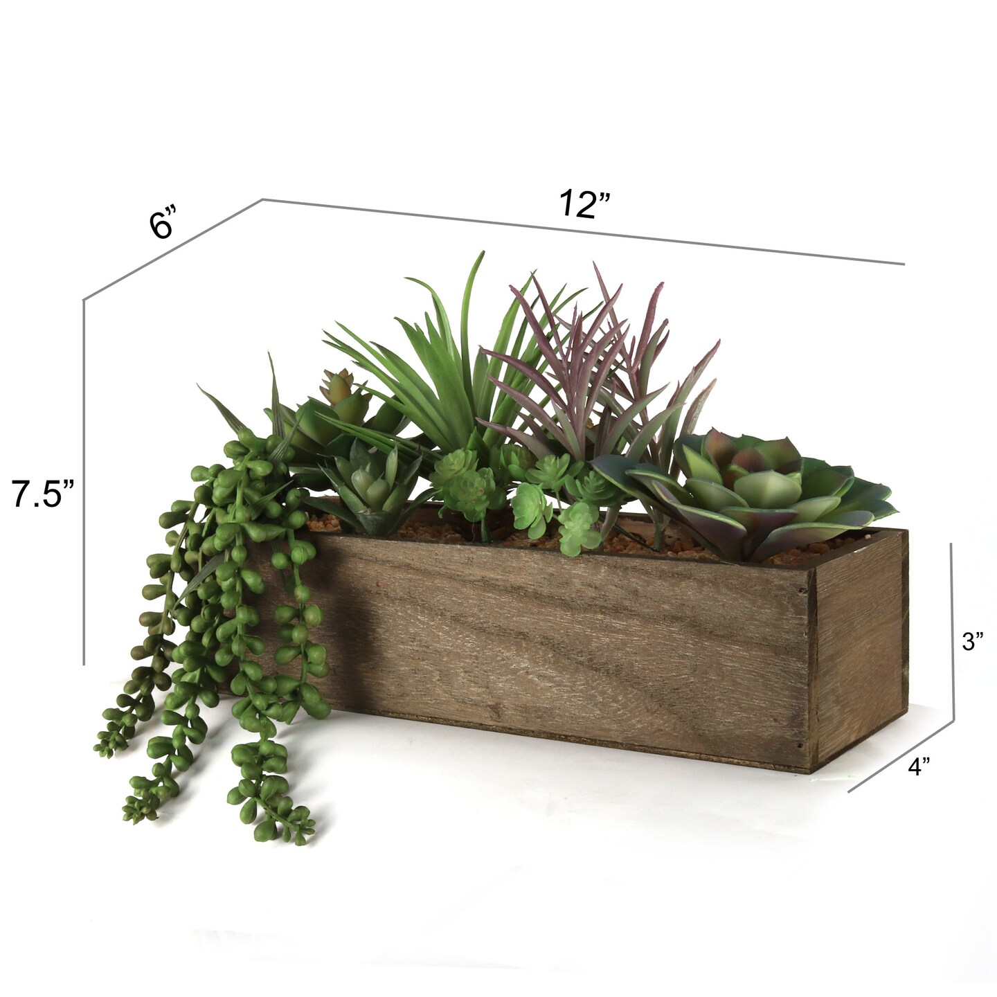 Premium Handcrafted Succulent Planter Box: w/ Variety Styles, Floral Home by Artificial Flowers