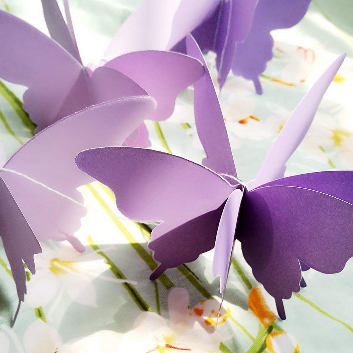 Butterfly Hanging Garland 3D Paper Bunting Banner Party Decorations Wedding Baby Shower Home Decor Purple 4 Pack, 110 inch Long Each