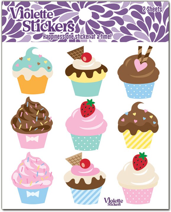 Crystal Cupcake Stickers - 3 Packages