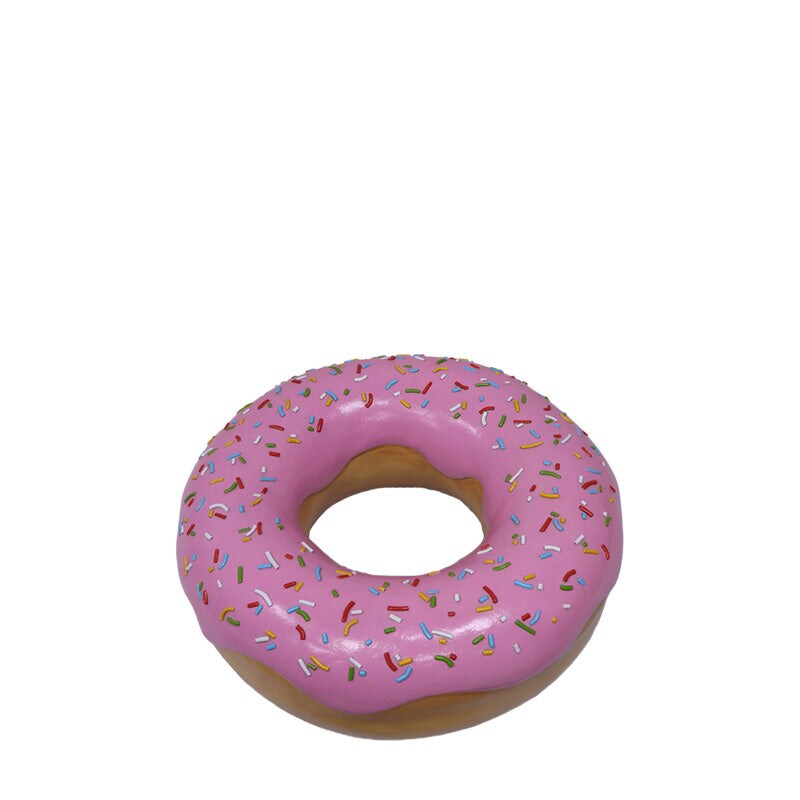 Large Donut Pink with Rainbow Sprinkles Statue