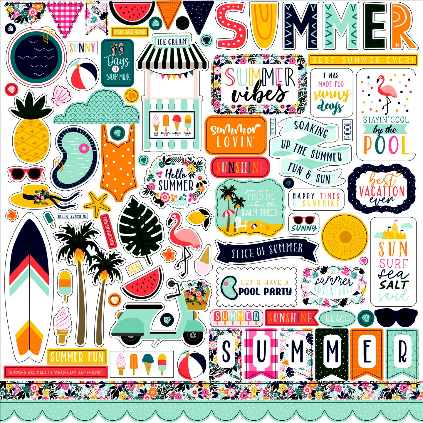 Echo Park Pool Party 12 x 12 Cardstock Stickers | Michaels