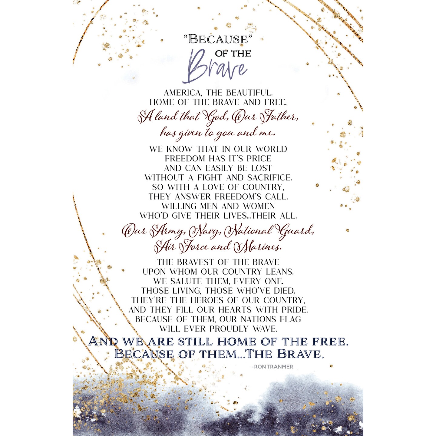 Dexsa Because Of The Brave Inspirational Wood Plaque 6 inches x 9 inches