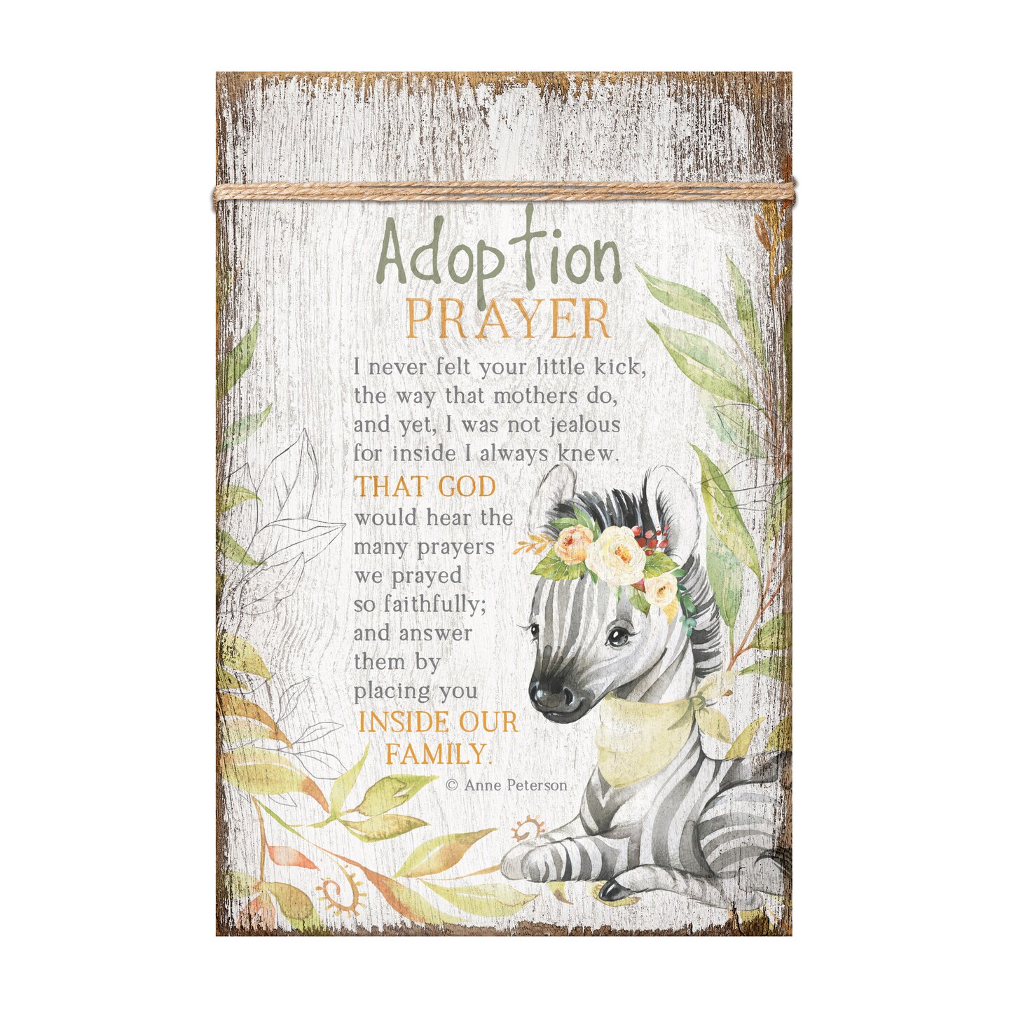 Dexsa Adoption Prayer Wood Plaque with Easel and Wall Hanger 6&#x22;x9&#x22;