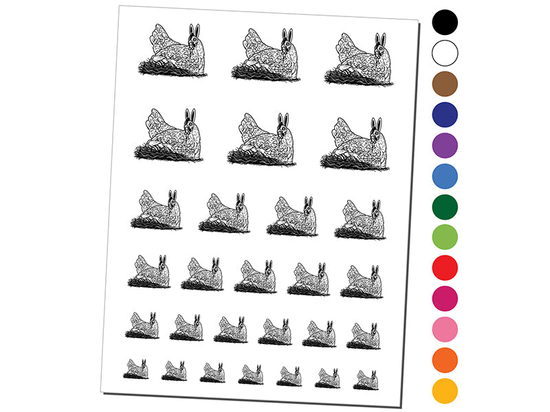 Easter Bunny Hen Laying on Eggs Holiday Chicken Temporary Tattoo Water Resistant Fake Body Art Set Collection