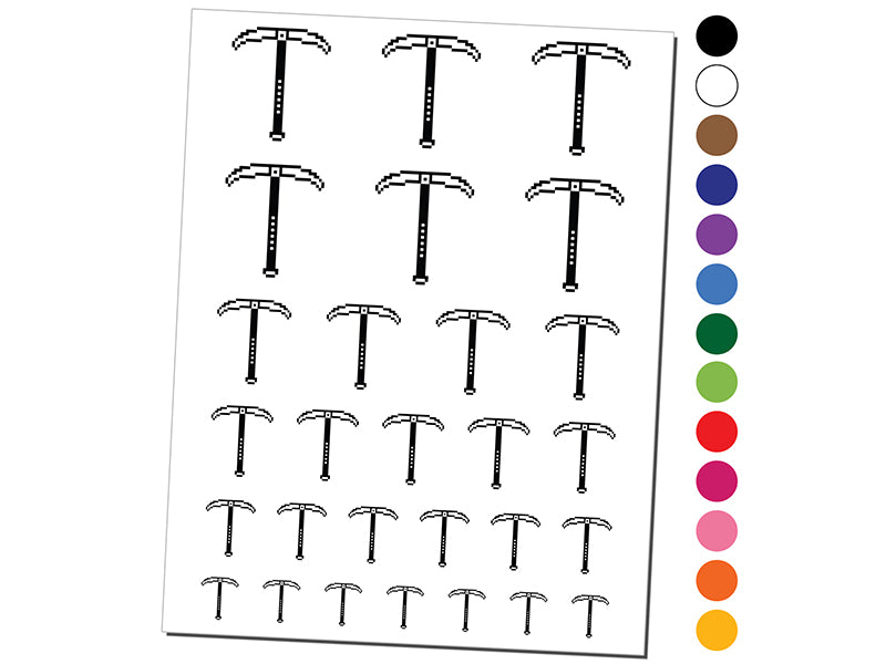 Pixel Miner Pickaxe RPG Video Games Temporary Tattoo Water Resistant Fake Body Art Set Collection