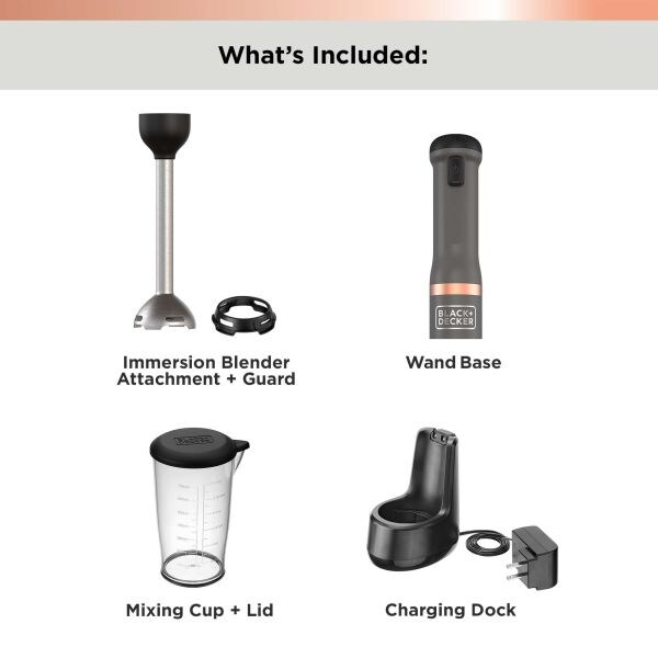 BLACK+DECKER Kitchen Wand Blender Kit, Grey (BCKM1011K01)