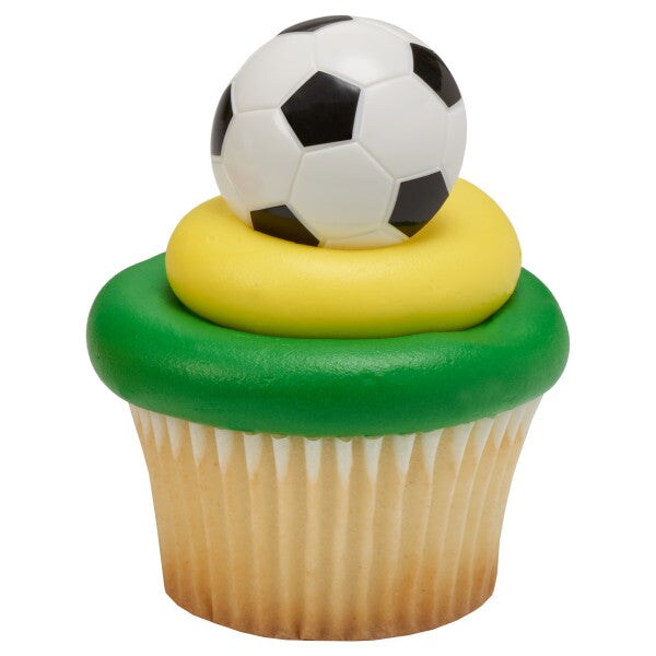 3D Soccer Ball Cupcake Rings, 12ct