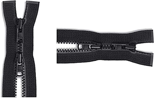#3 Molded Vislon Black YKK Jacket 2-Way Lightweight Separating Zipper - Choose Your Length - Color: Black - Made in The United States (1 Zipper Per Pack) (32" Inches)