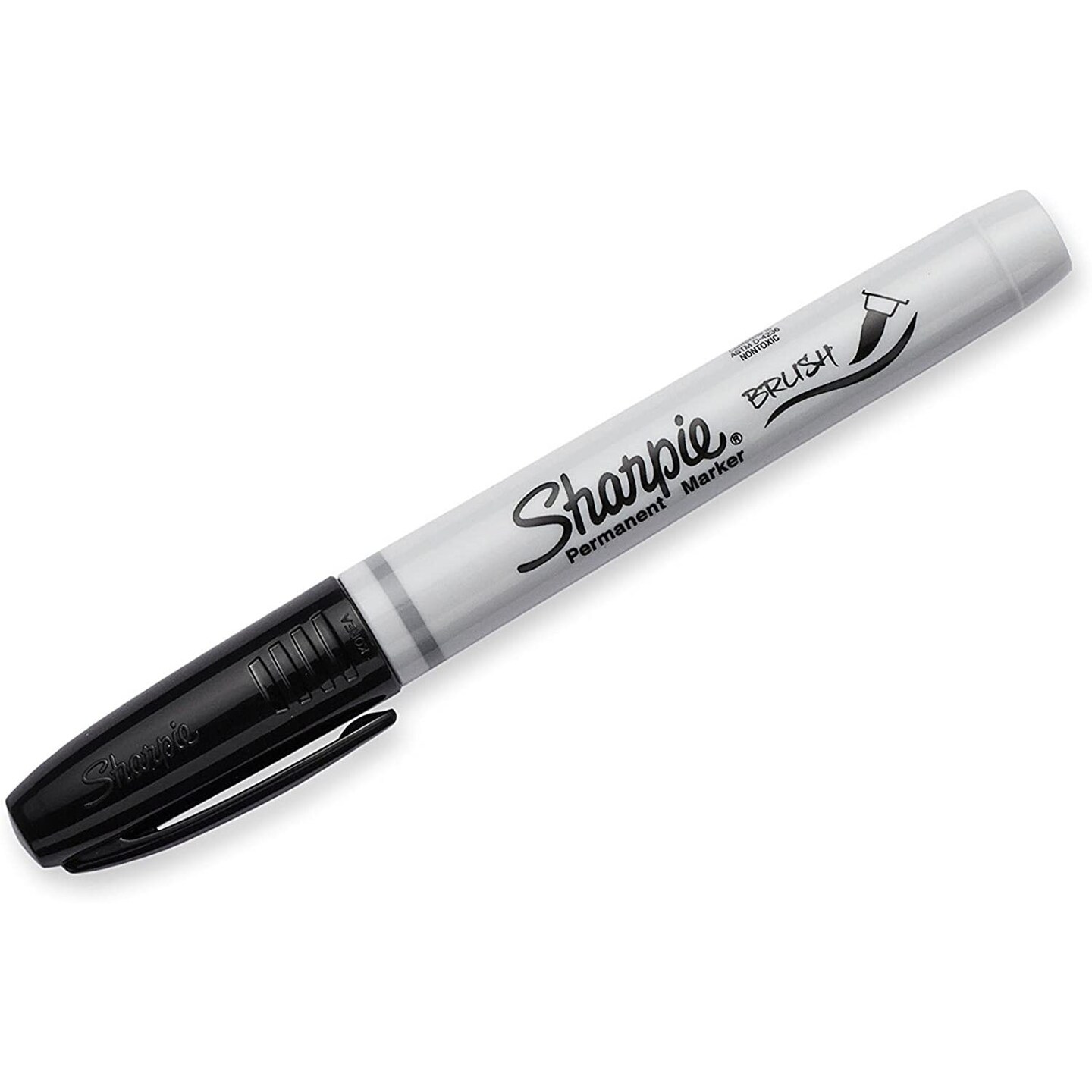 Sharpie Permanent Marker, Brush Tip, Black, 12-Count