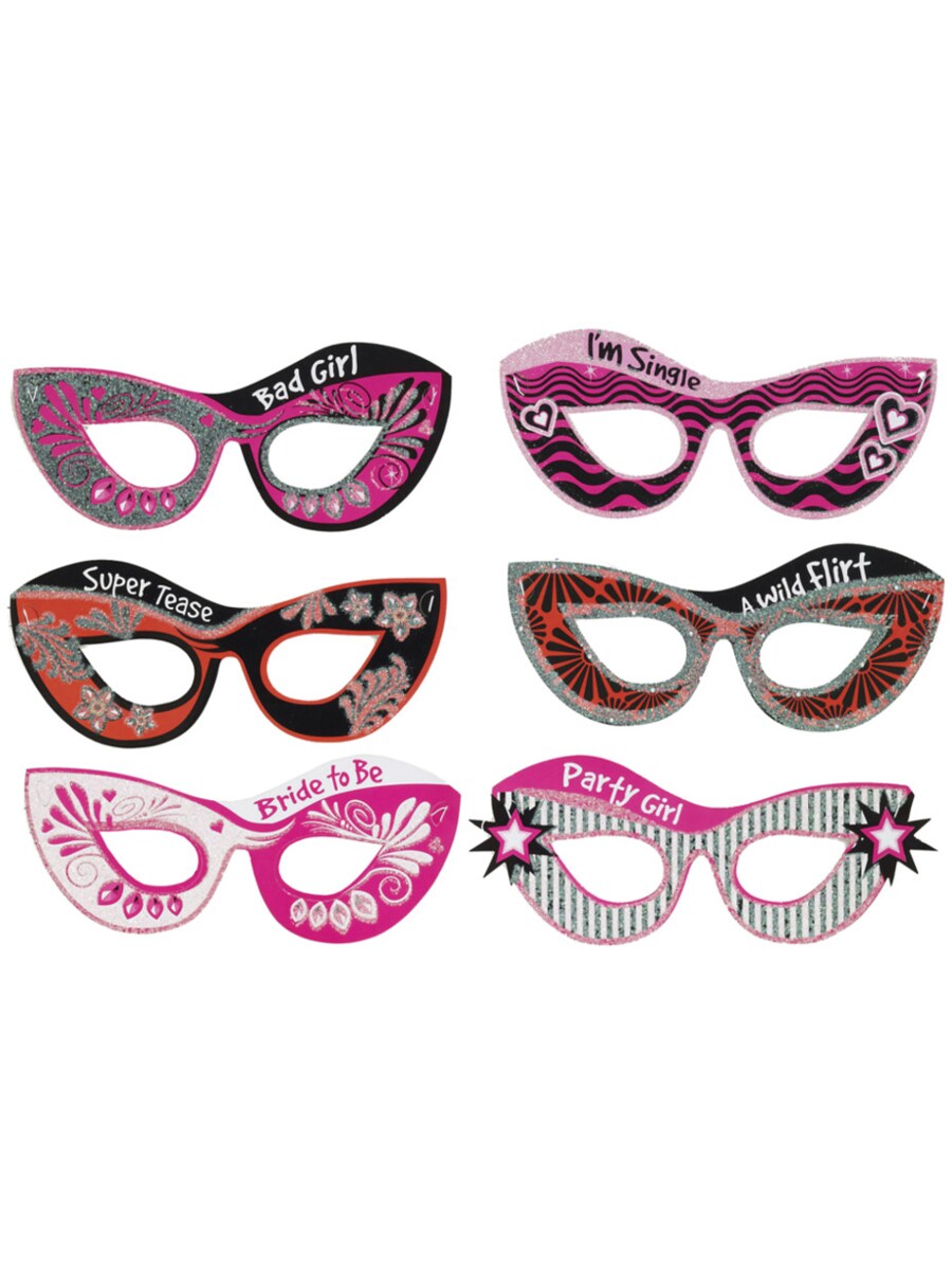Adult&#x27;s Venetian Set Of 6 Bachelorette Party Paper Masks Costume Accessory